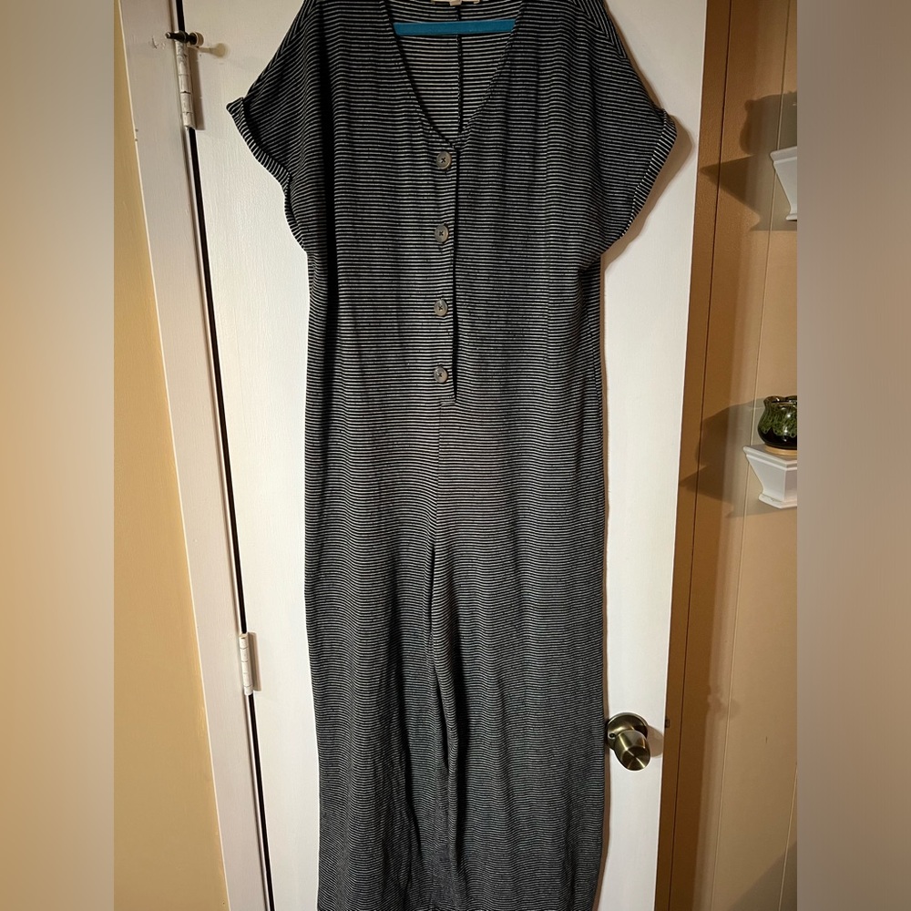 Lemon by ANDB black w/ white stripes jumpsuit sz M